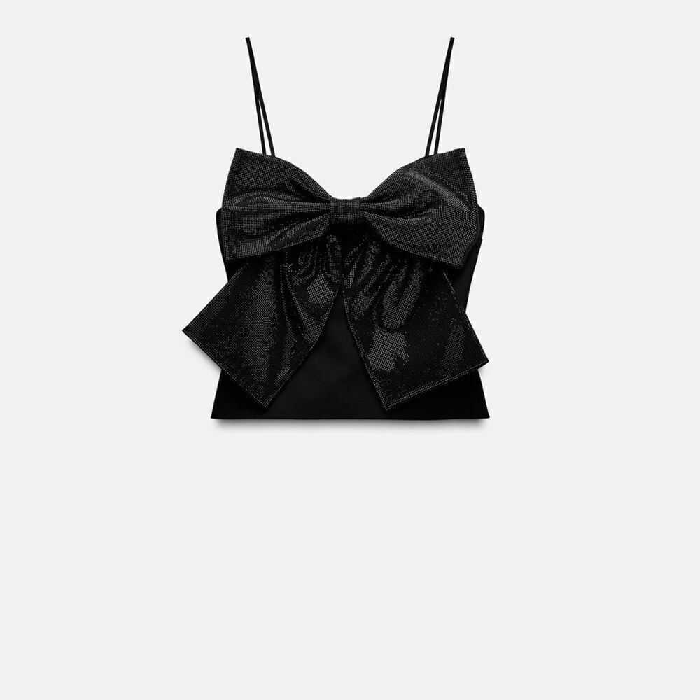 Zara Rhinestone bow crop top - Picture 7 of 8